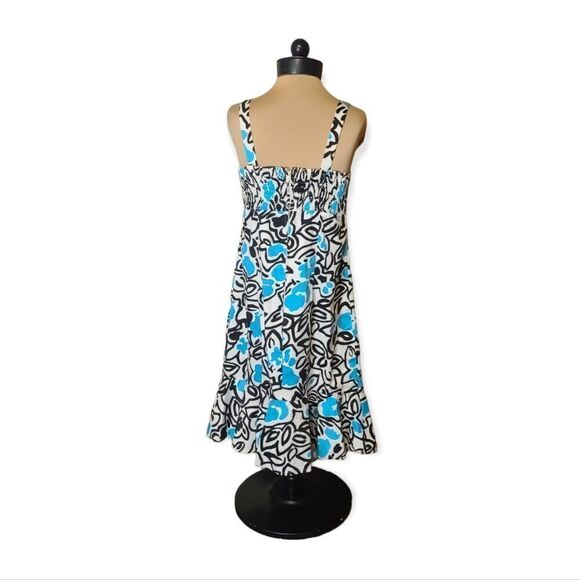 Madison Leigh Blue White Black Floral Sundress Size 8 - Picture 2 of 4